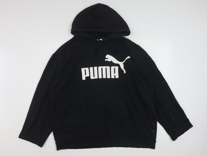 Puma Women Black XL Pullover Hoodie Cotton Blend Logo Sweatshirt