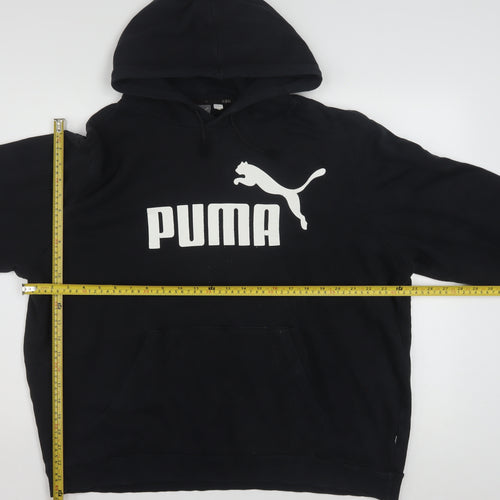 Puma Women Black XL Pullover Hoodie Cotton Blend Logo Sweatshirt