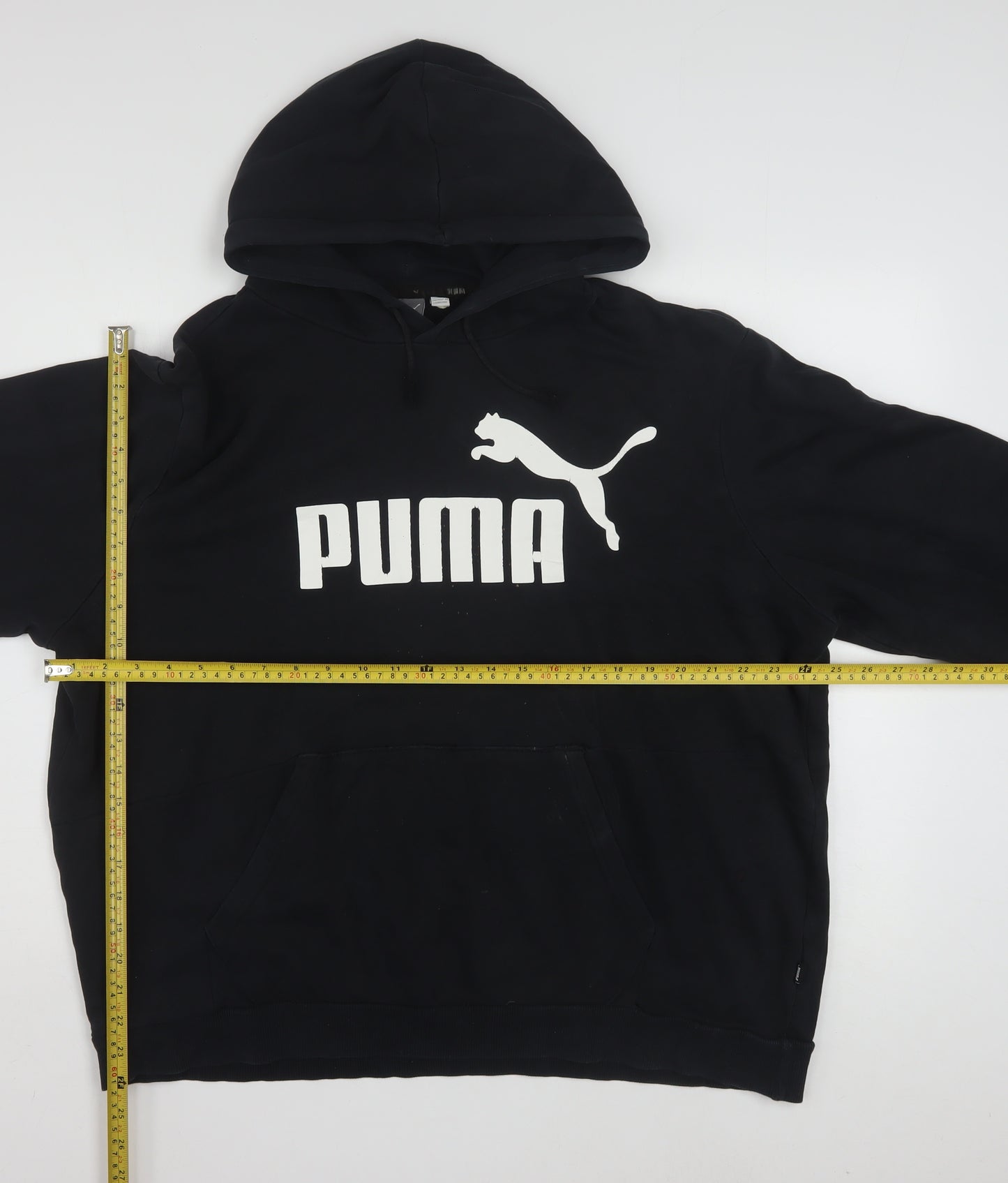 Puma Women Black XL Pullover Hoodie Cotton Blend Logo Sweatshirt