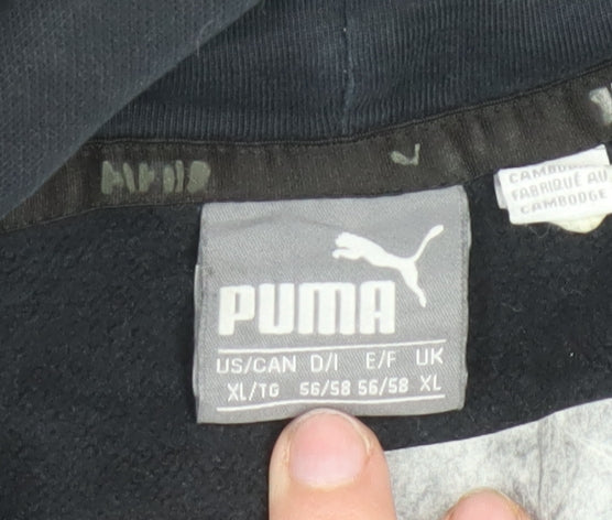 Puma Women Black XL Pullover Hoodie Cotton Blend Logo Sweatshirt