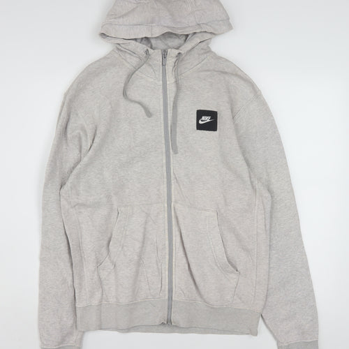 Nike Men's Grey Full Zip Hoodie Small Sportswear Logo