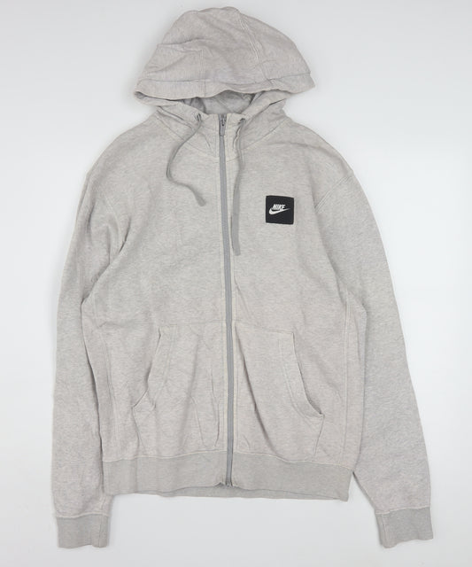 Nike Men's Grey Full Zip Hoodie Small Sportswear Logo
