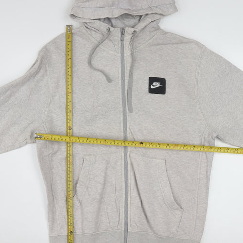 Nike Men's Grey Full Zip Hoodie Small Sportswear Logo