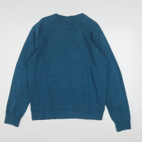 Puma Men Blue Pullover Sweatshirt Medium Logo Cotton Blend
