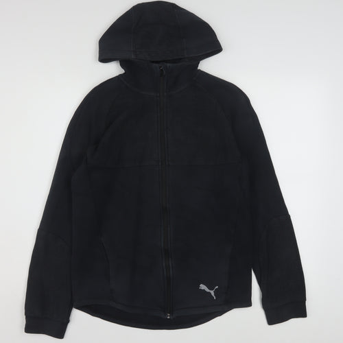 Puma Boys Black Full Zip Hoodie 15-16 Years Sports Logo Jacket