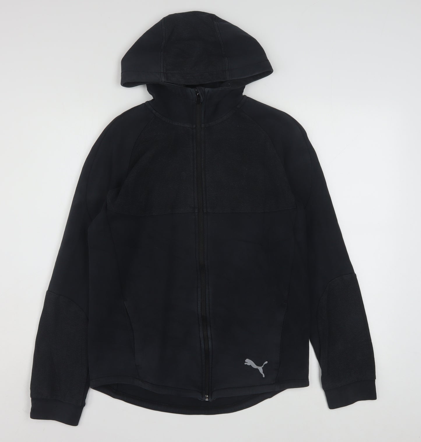 Puma Boys Black Full Zip Hoodie 15-16 Years Sports Logo Jacket