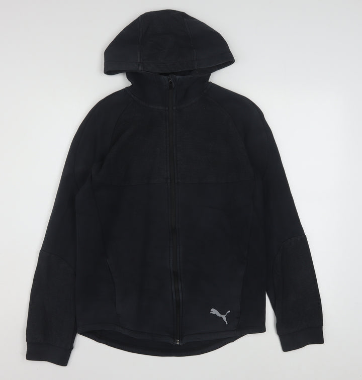 Puma Boys Black Full Zip Hoodie 15-16 Years Sports Logo Jacket