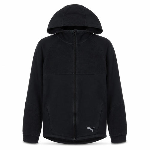 Puma Boys Black Full Zip Hoodie 15-16 Years Sports Logo Jacket