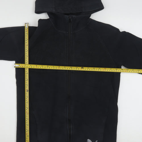 Puma Boys Black Full Zip Hoodie 15-16 Years Sports Logo Jacket