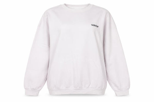 Front view of Adidas Women’s White Crew Neck Pullover Sweatshirt, size UK 16
