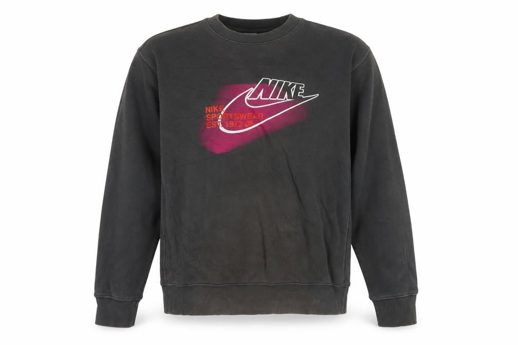 Front view of Nike Men's Grey Small Pullover Sweatshirt Crew Neck Logo Print