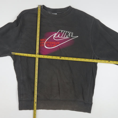 Nike Men's Grey Small Pullover Sweatshirt Crew Neck Logo Print