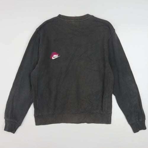Nike Men's Grey Small Pullover Sweatshirt Crew Neck Logo Print