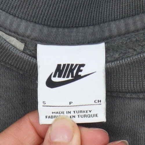 Nike Men's Grey Small Pullover Sweatshirt Crew Neck Logo Print