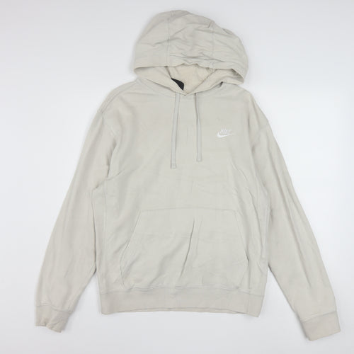 Nike Mens Beige Pullover Hoodie Small Cotton Blend Classic Fit