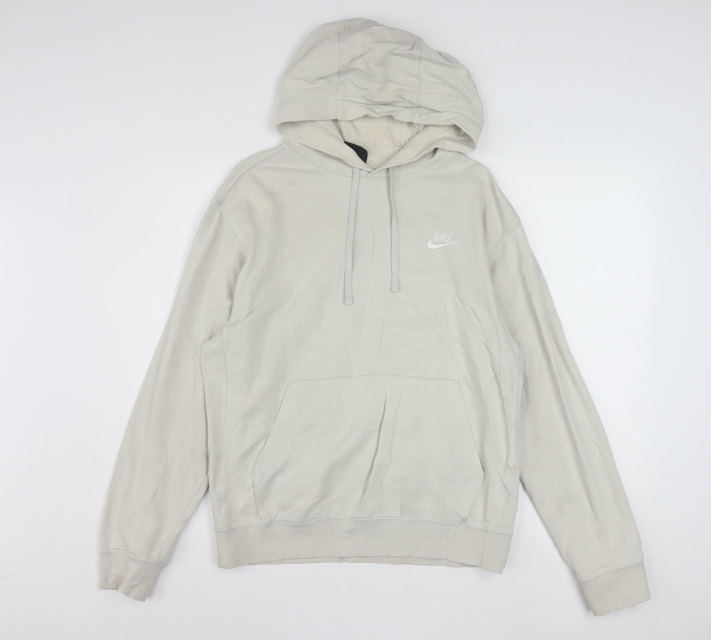 Nike Mens Beige Pullover Hoodie Small Cotton Blend Classic Fit