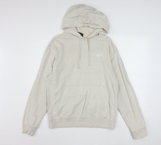 Nike Mens Beige Pullover Hoodie Small Cotton Blend Classic Fit