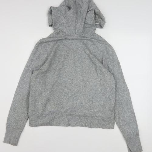 Under Armour Women Grey Pullover Hoodie Medium Logo Print Cotton Blend