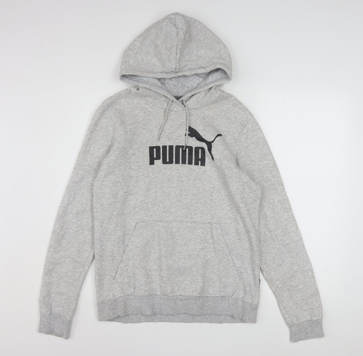 Puma Women Grey Pullover Hoodie Size 14 Graphic Logo Hooded Sweatshirt