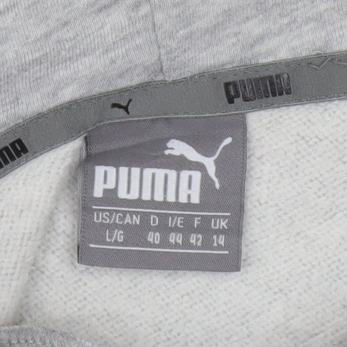 Puma Women Grey Pullover Hoodie Size 14 Graphic Logo Hooded Sweatshirt