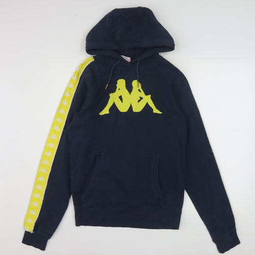 Kappa Men’s Blue XS Pullover Hoodie with Logo and Yellow Tape Detail