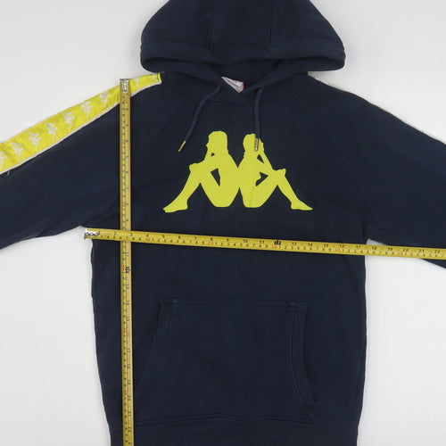 Kappa Men’s Blue XS Pullover Hoodie with Logo and Yellow Tape Detail