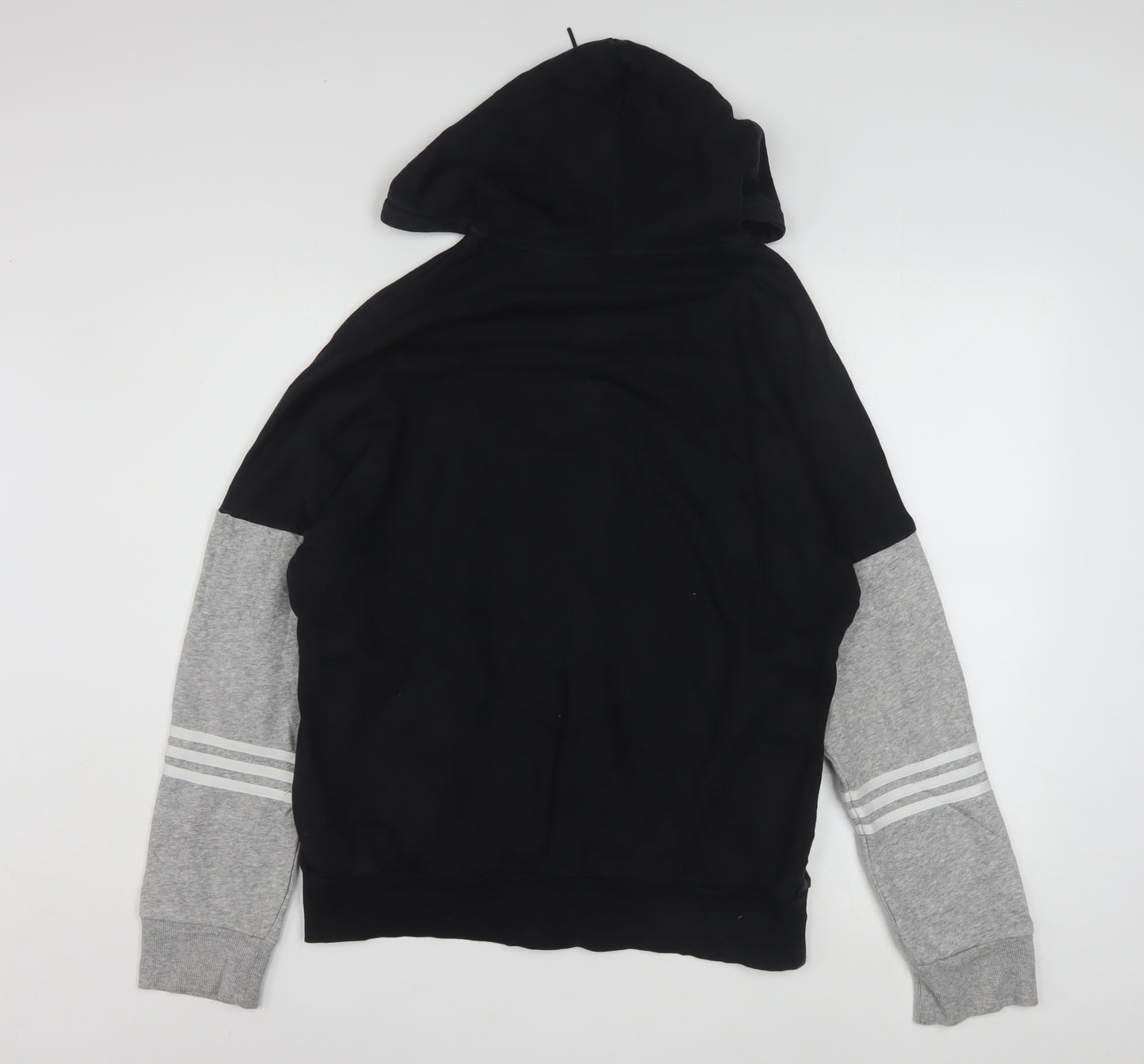 Adidas Women Black Grey Full Zip Hoodie Size 18 L Hooded Sweatshirt