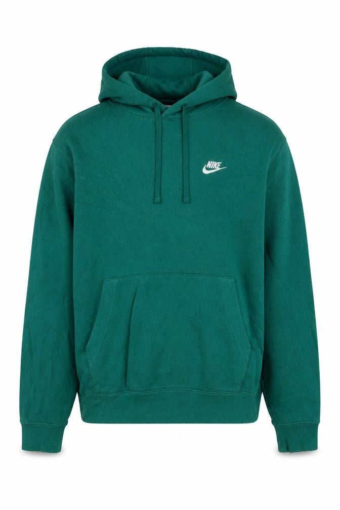 Front view of Nike Men's Green Pullover Hoodie Small Cotton Sportswear