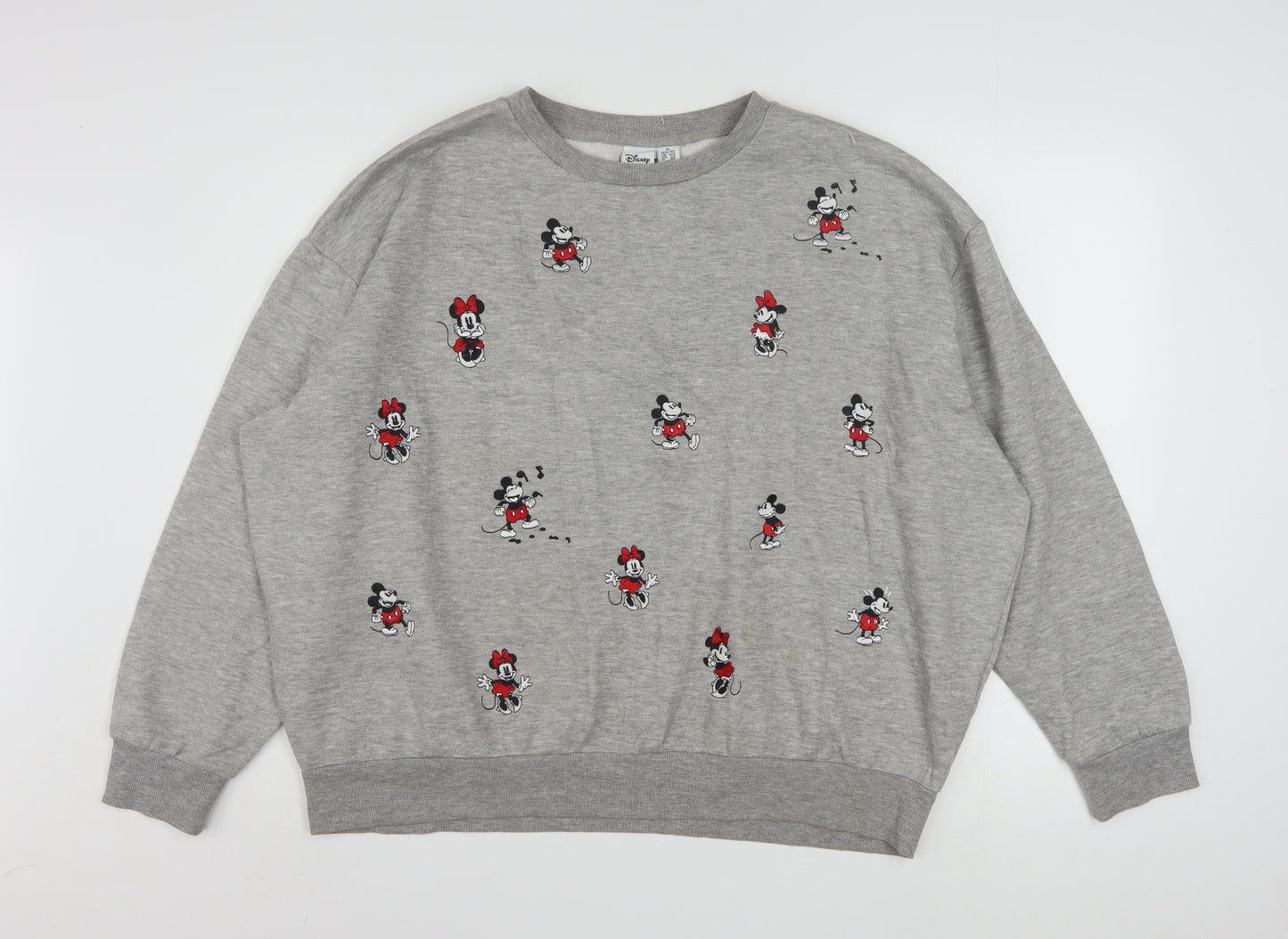 Disney Women’s Grey Mickey & Minnie Mouse XL Pullover Sweatshirt