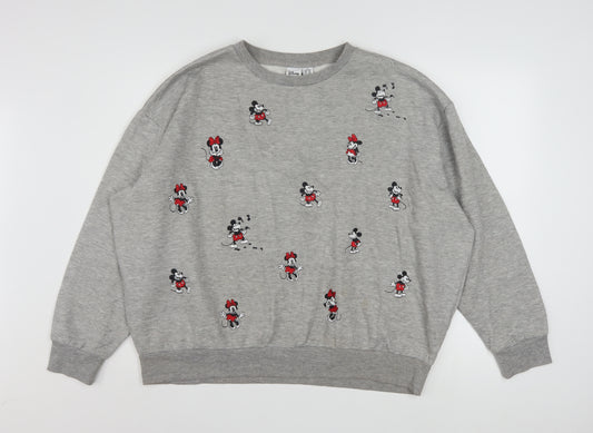 Disney Women’s Grey Mickey & Minnie Mouse XL Pullover Sweatshirt
