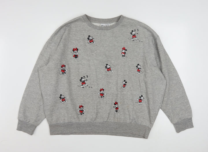 Disney Women’s Grey Mickey & Minnie Mouse XL Pullover Sweatshirt
