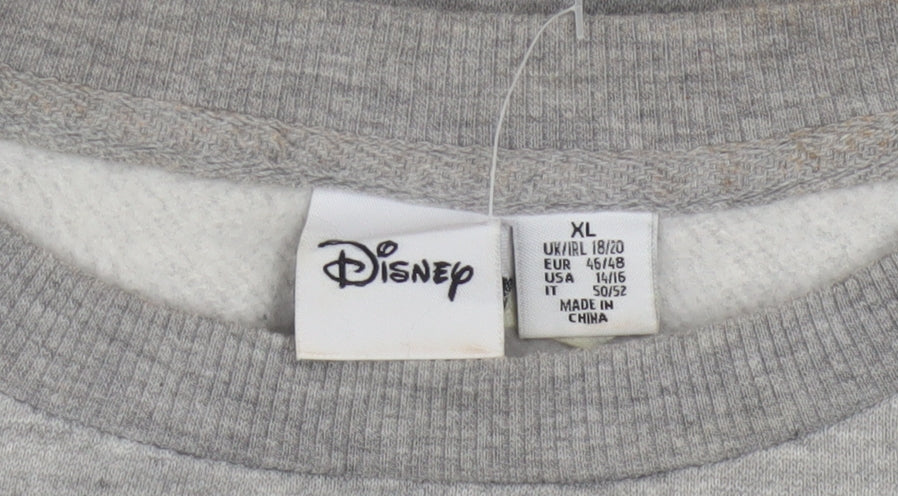 Disney Women’s Grey Mickey & Minnie Mouse XL Pullover Sweatshirt