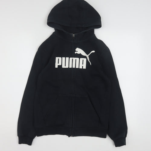 Puma Boys Black Full Zip Hoodie 11-12 Years Fleece Sweatshirt