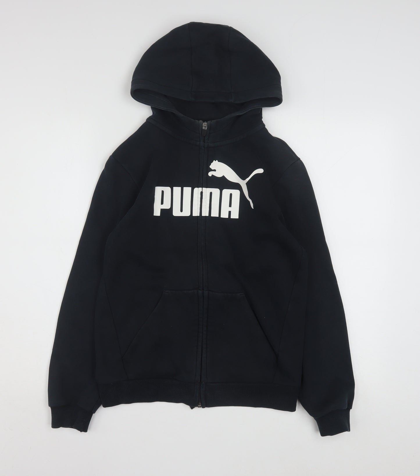 Puma Boys Black Full Zip Hoodie 11-12 Years Fleece Sweatshirt
