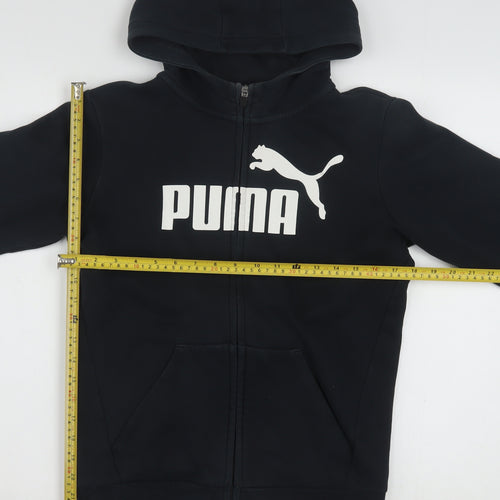 Puma Boys Black Full Zip Hoodie 11-12 Years Fleece Sweatshirt