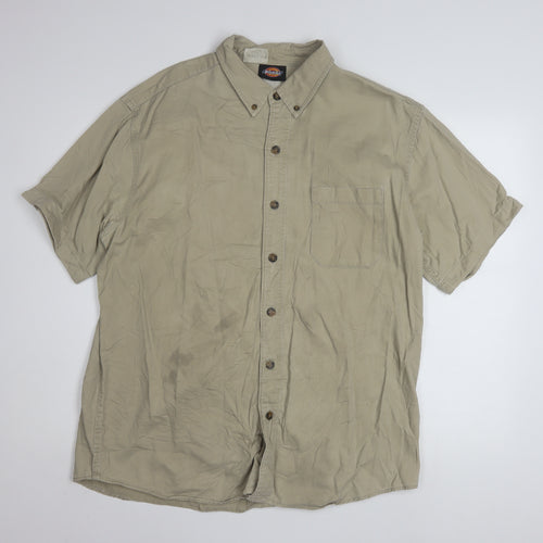 Dickies Men's Beige XL Button-Up Short Sleeve Cotton Shirt