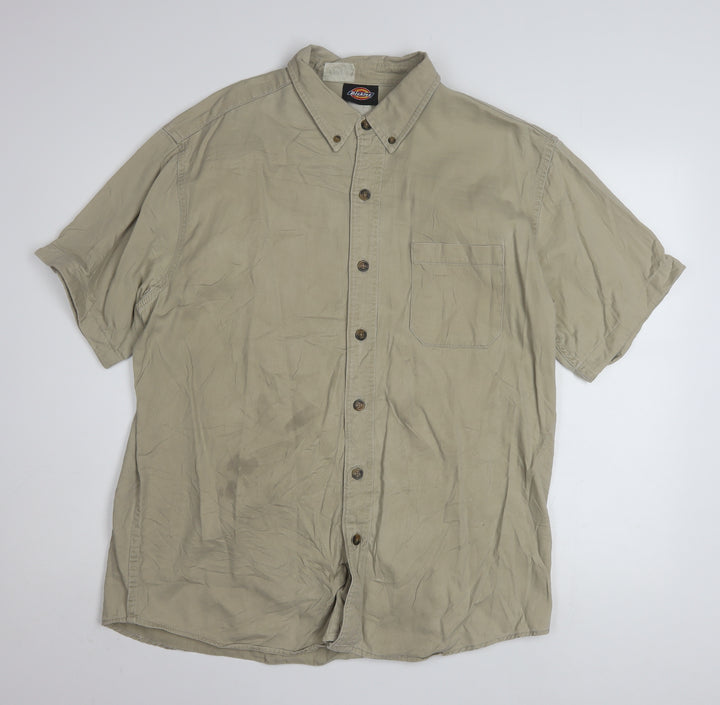 Dickies Men's Beige XL Button-Up Short Sleeve Cotton Shirt