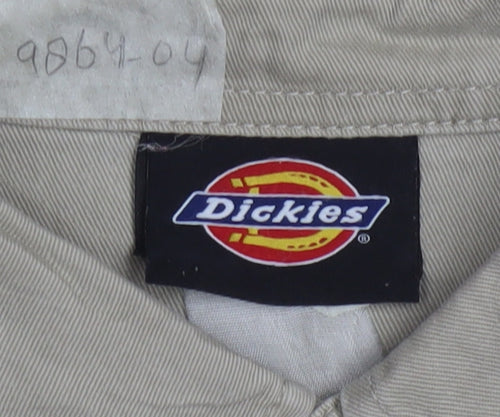 Dickies Men's Beige XL Button-Up Short Sleeve Cotton Shirt