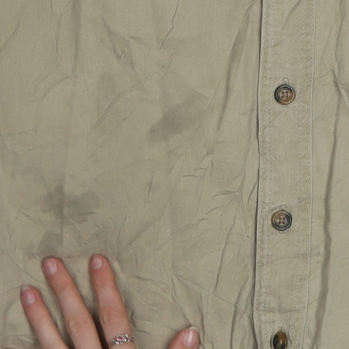 Dickies Men's Beige XL Button-Up Short Sleeve Cotton Shirt