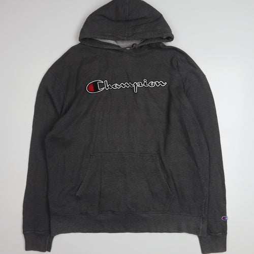 Champion Men's Black XL Pullover Hoodie with Logo Design