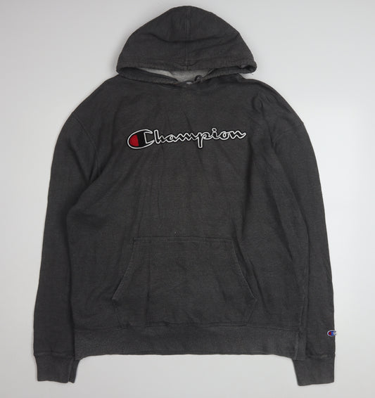 Champion Men's Black XL Pullover Hoodie with Logo Design