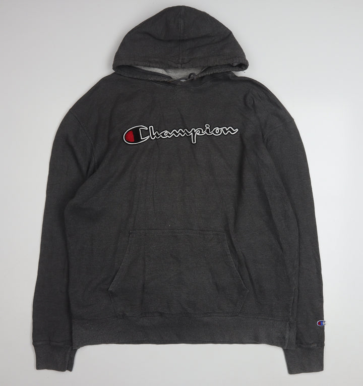 Champion Men's Black XL Pullover Hoodie with Logo Design