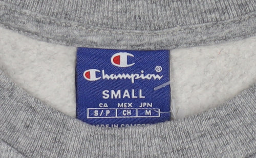 Champion Men Grey Small Pullover Sweatshirt Logo Crew Neck Classic