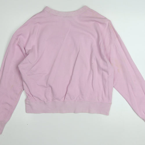 Champion Womens Pink Small Pullover Sweatshirt Cotton Logo Casual