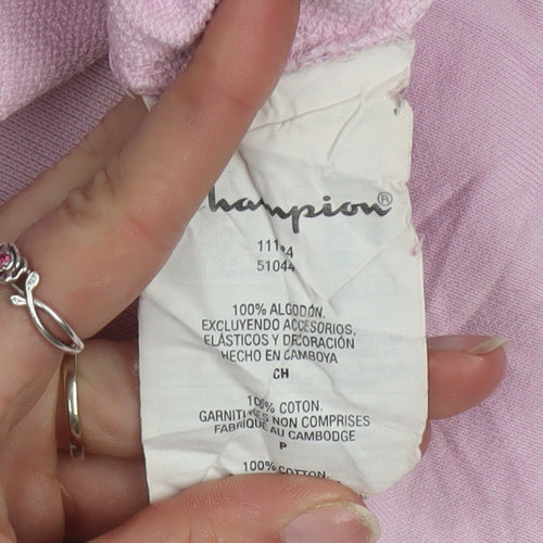Champion Womens Pink Small Pullover Sweatshirt Cotton Logo Casual