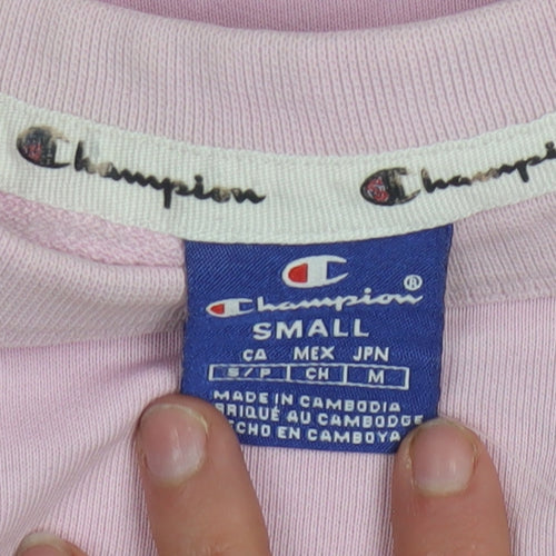 Champion Womens Pink Small Pullover Sweatshirt Cotton Logo Casual