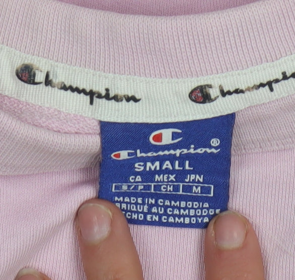 Champion Womens Pink Small Pullover Sweatshirt Cotton Logo Casual