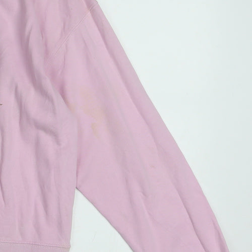 Champion Womens Pink Small Pullover Sweatshirt Cotton Logo Casual