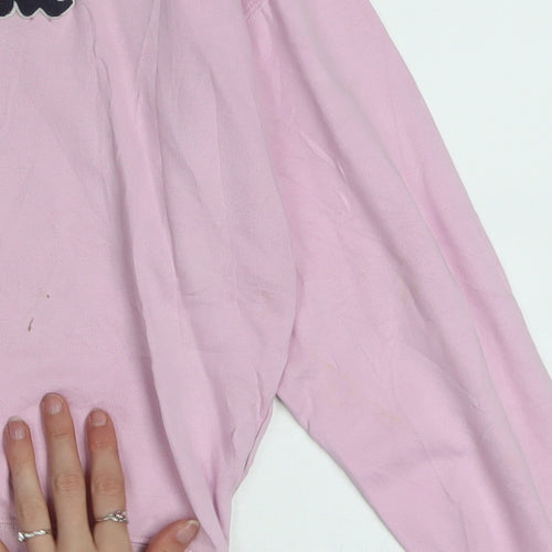 Champion Womens Pink Small Pullover Sweatshirt Cotton Logo Casual