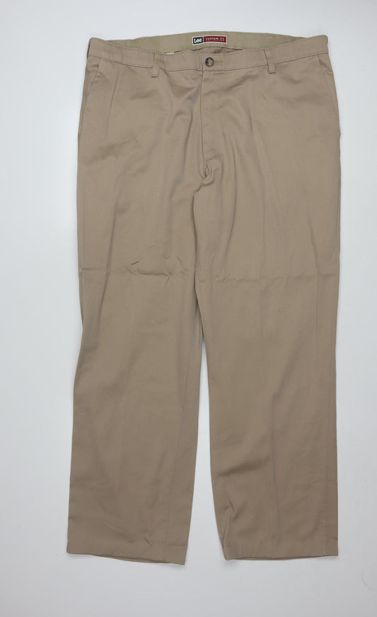 Lee Men's Beige Chino Trousers 40x32 Regular Fit Cotton Blend